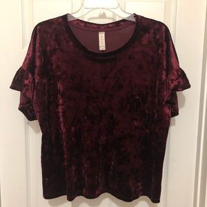 Altard State women maroon short sleeve boho soft dress blouse large